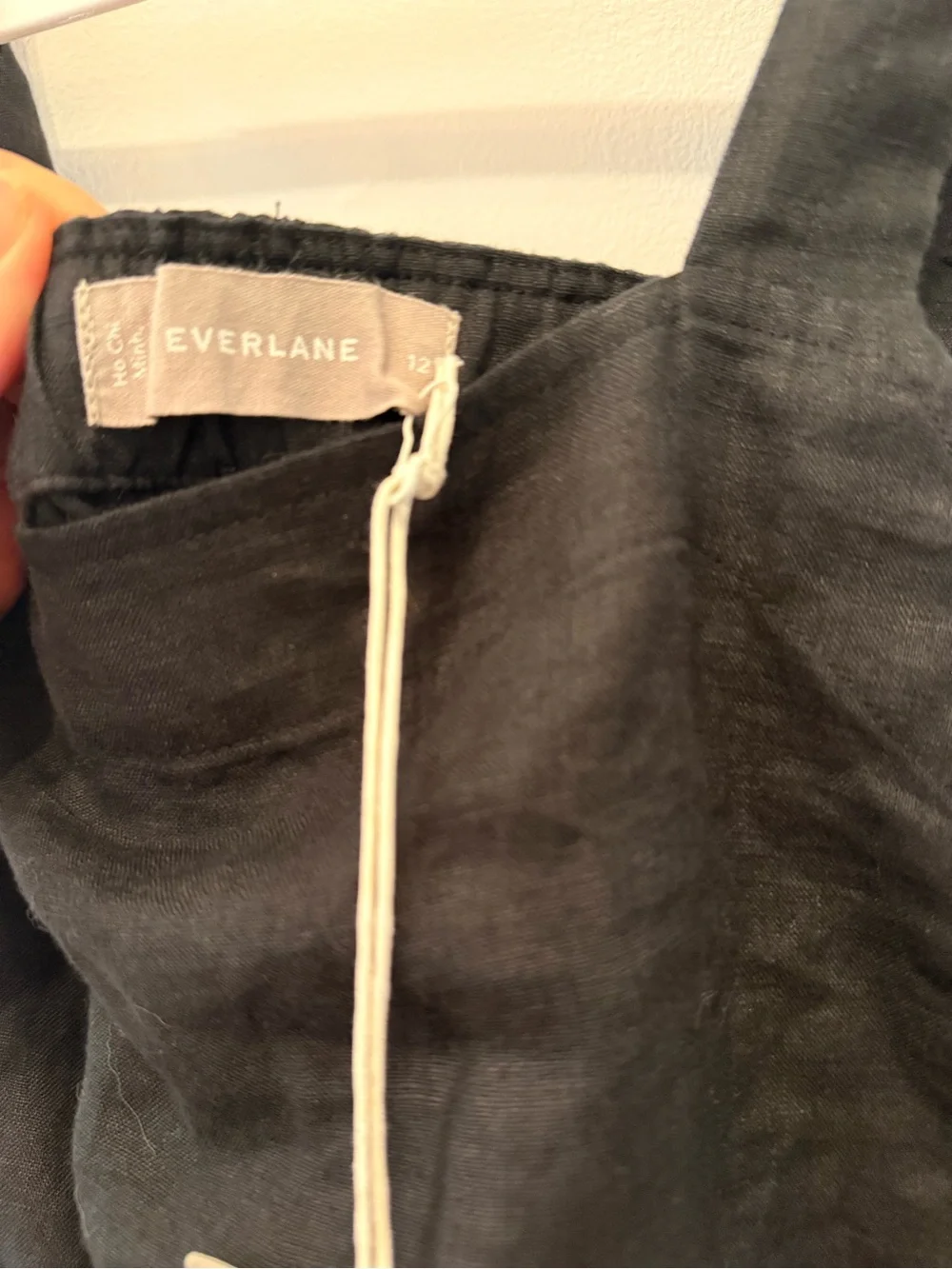 Everlane Black Linen-Strap Jumpsuit with Waist Tie